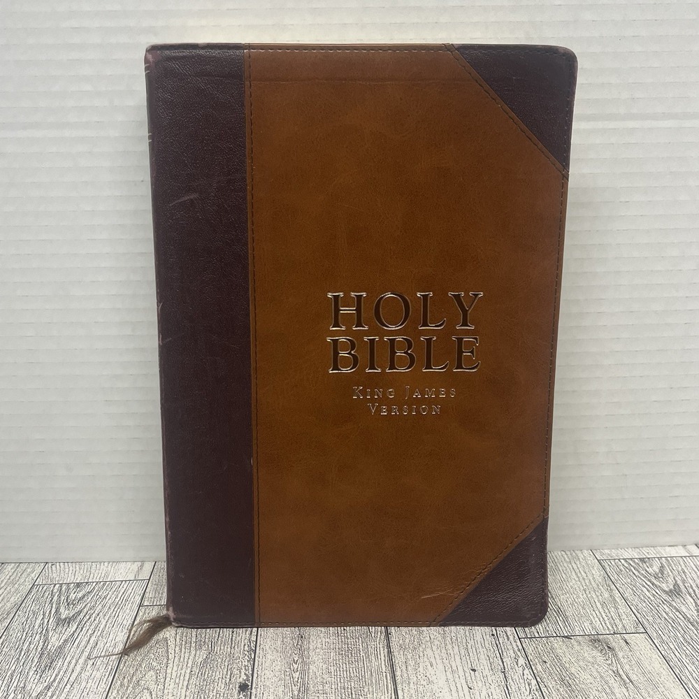 Holy Bible King James Version KJV Large Print Two Tone Brown LuxLeather 2016